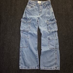 Cargo Wide Leg Jean Size 4 Grunge Y2k 90's High Waisted